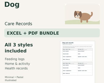 Dog Care Tracker — Excel Spreadsheet & Printable PDF