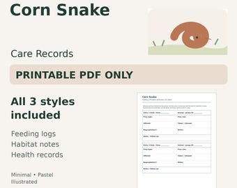 Corn Snake Care Log Printable — Feeding, Habitat & Health