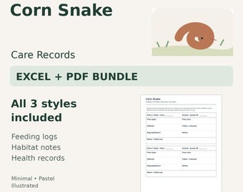 Corn Snake Care Tracker — Excel Spreadsheet & Printable PDF