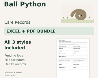 Ball Python Care Tracker — Excel Spreadsheet & Printable PDF