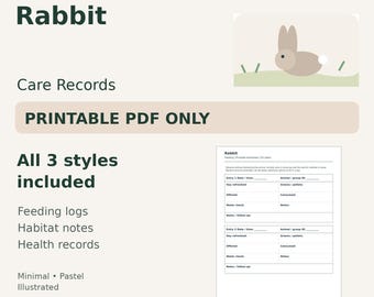 Rabbit Care Log Printable — Feeding, Habitat & Health