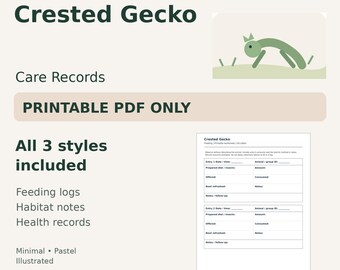 Crested Gecko Care Log Printable — Feeding, Habitat & Health