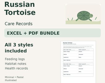 Russian Tortoise Care Tracker — Excel Spreadsheet & Printable PDF