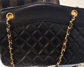 Vintage 1980s CHANEL Quilted Lambskin Tote Shoulder Crossbody Bag Handbag Purse