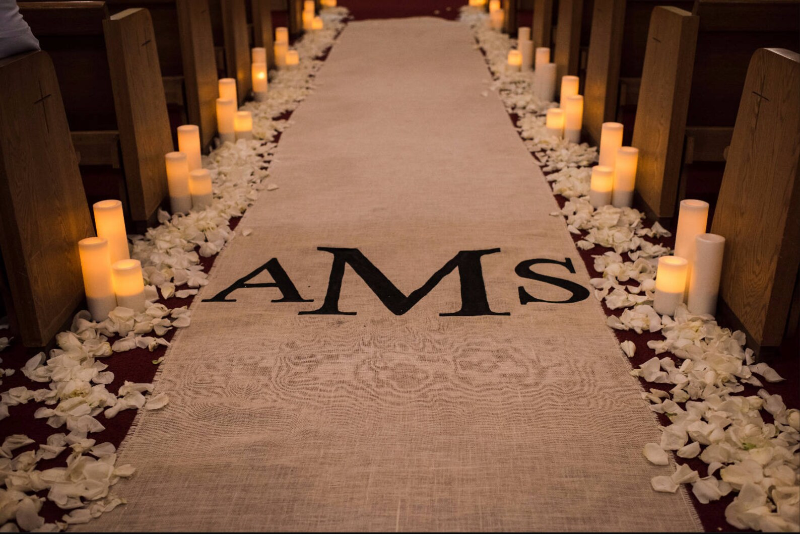 Custom Burlap Aisle Runner With Monogram and Nonslip Backing Etsy