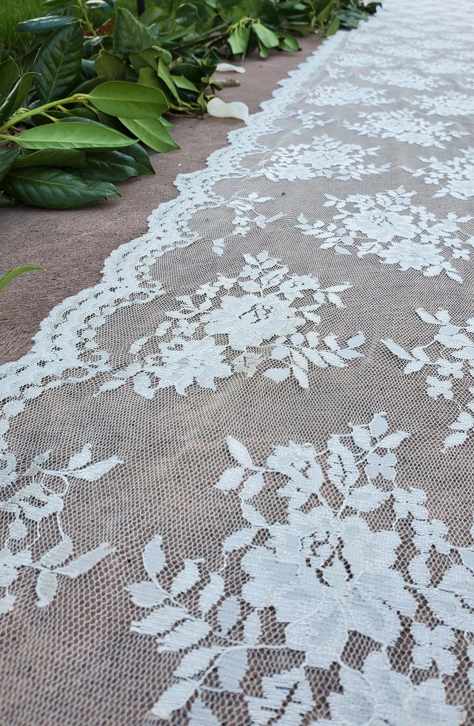 Custom White Lace Aisle Runner Laser Cut Floral Scalloped Etsy