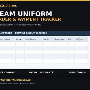 Team Uniform Order & Payment Tracker | Excel Spreadsheet for Coaches, Team Moms  and Managers