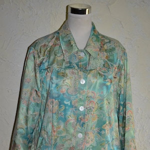 C. J. Banks Floral Jacket: Pastel Green Pink White, Size 2X