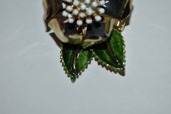 Circa 1960s Flower Design Pin or Brooch With Safety Pin