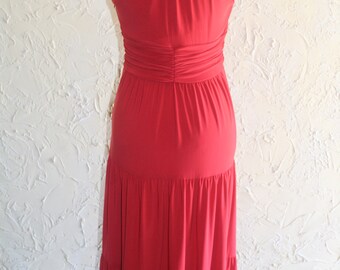 Robe De Soirée Rouge Evan Picone Petite 10 - Col V Avec Volants & Manches Pétales - Parfaite Pour Cocktail