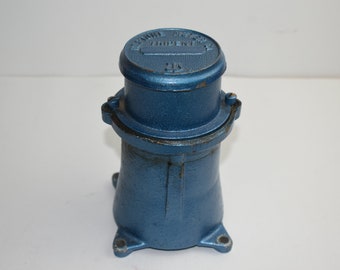Vintage Neptune Trident Water Meter: Blue Painted Metal, 10 Gallon Gauge