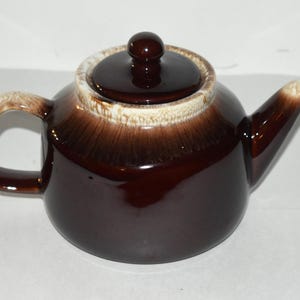 Vintage 1950s McCoy Brown Dripware Teapot: Mid Century Ceramic Pottery