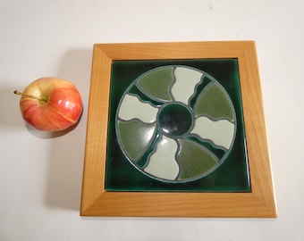 Vintage 1983 To 2007 Peola Valley Framed Pottery Tile Southwestern Style Geometric Pinwheel Pattern
