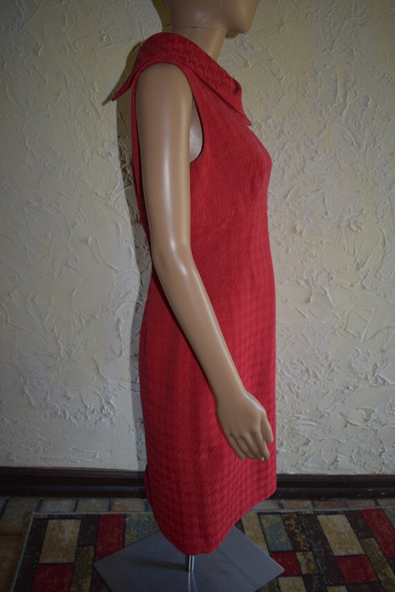 LIZ CLAIBORNE Red Houndstooth Sleeveless Dress - … - image 6