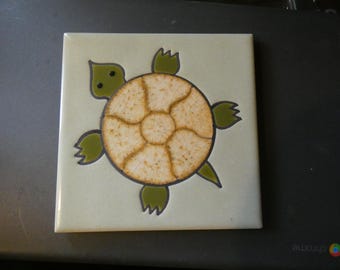 Vintage 1983 To 2007 Peola Valley Pottery Tile Southwestern Style Multi Color Sea Turtle