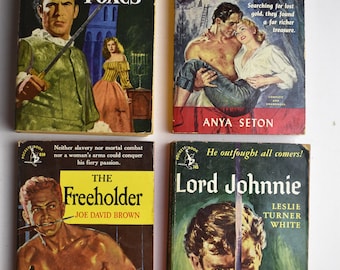 Lot Of 4 Vintage 1950s Adventure Swashbuckling And Romance Paperback Books Different Titles Multi Color Covers