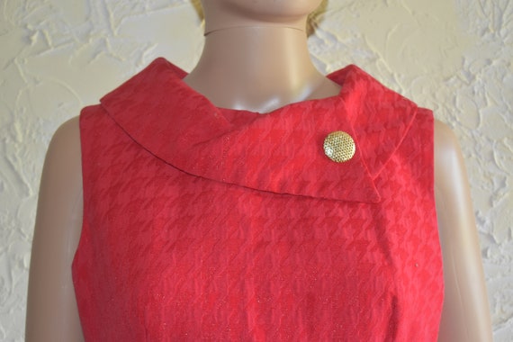 LIZ CLAIBORNE Red Houndstooth Sleeveless Dress - … - image 3