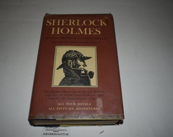 Vintage 1930 The Complete Sherlock Holmes Hardback Book By Sir Arthur Conan Doyle with 4 Novels and 56 Adventures with Dust Jacket