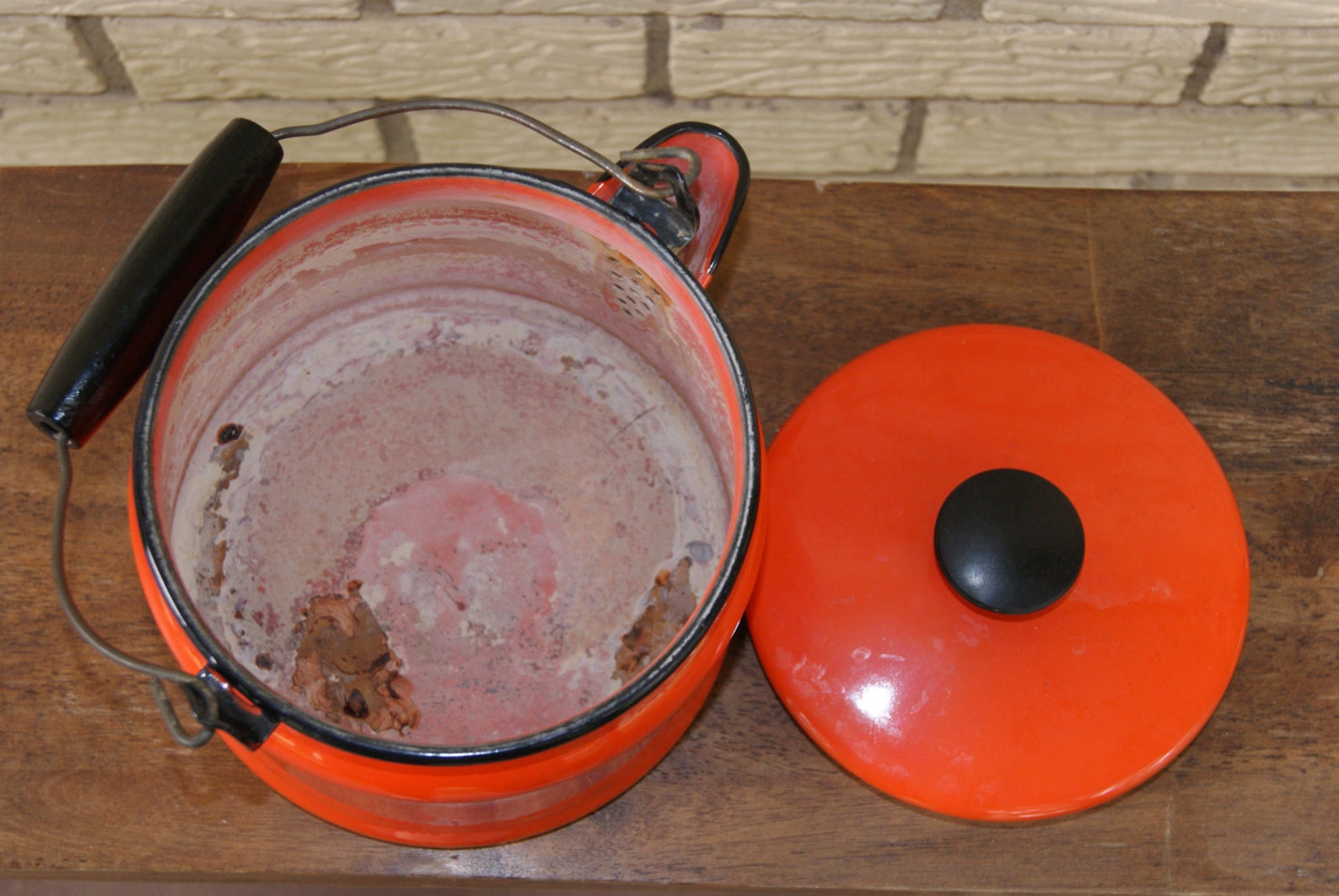 Vintage Large Orange Enamelware Graniteware Teakettle or Etsy