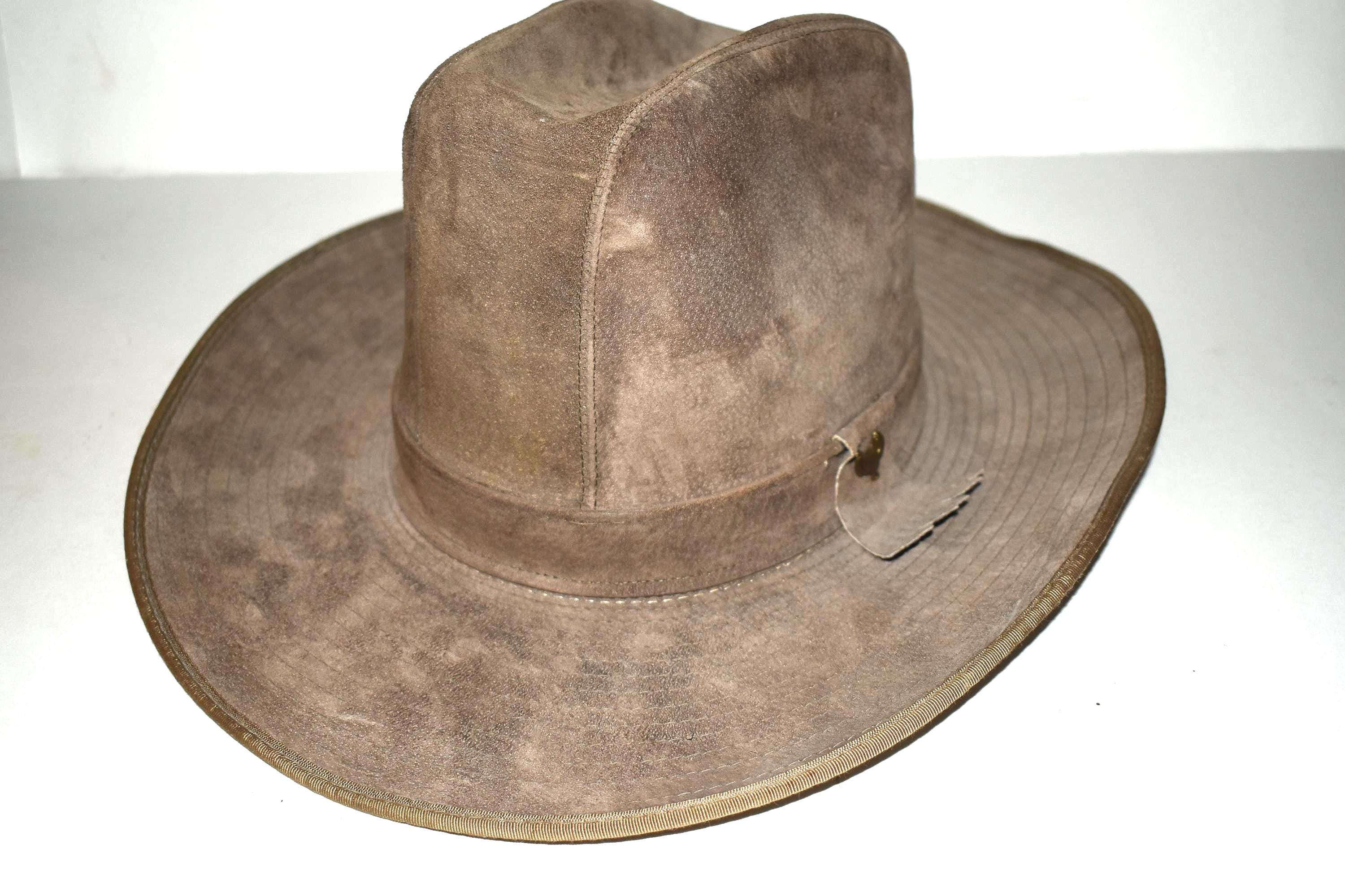 Vintage Suede Cowboy Hat: Tan Fedora Style, Size 7 1/8 - Etsy display picture 3