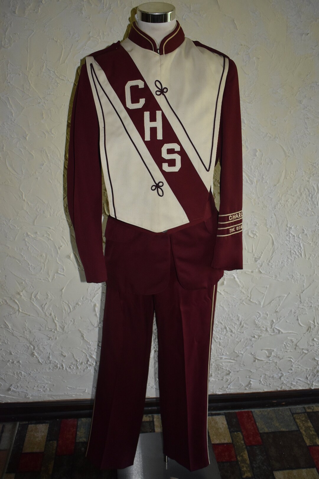 Vintage Circa 1960s Charlevoix High School Marching Band Uniform Maroon