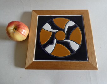 Vintage 1983 To 2007 Peola Valley Framed Pottery Tile Southwestern Style Geometric Pinwheel Pattern