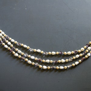Vintage 1950s Three Strand Necklace: Earth Tone Beaded Mid Century Japan