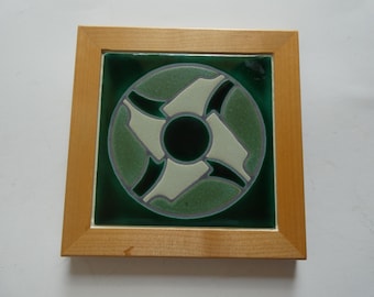 Vintage 1983 To 2007 Peola Valley Framed Pottery Tile Southwestern Style Geometric Pinwheel Pattern