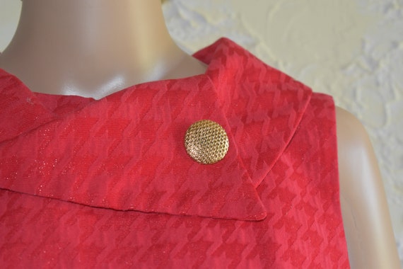 LIZ CLAIBORNE Red Houndstooth Sleeveless Dress - … - image 4