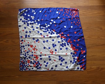 Collectible DAMIANS Silk Confetti Pattern Scarf Red White Blue Polka Dots Multi Color Square