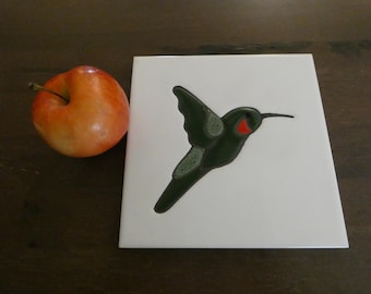 Vintage 1983 To 2007 Peola Valley Pottery Tile Southwestern Style Multi Color Hummingbird