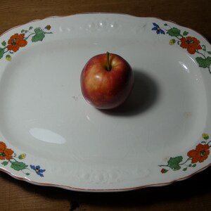 Vintage 1928 Edwin M Knowles Ceramic Pottery Rectangular Platter Ivory Poppies Pattern Mold 28-197