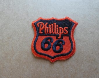 Vintage Phillips 66 Shield Embroidered Service Station Uniform Sew On Patch Orange Black Advertising