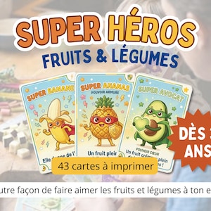 Carte à jouer "Super-Héros Fruits & Légumes" dès 3 ans à imprimer