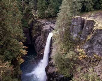 Elk Falls Waterfall, Campbell River, Vancouver Island, West Coast Landscape, Nature Wall Art, Digital Photo Print, 8x10