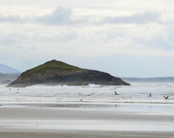 Incinerator Rock on Long Beach, Tofino, Canada, Vancouver Island, West Coast, Landscape, Digital Photo Print, 6x6, 8x8, 10x10, 12x12