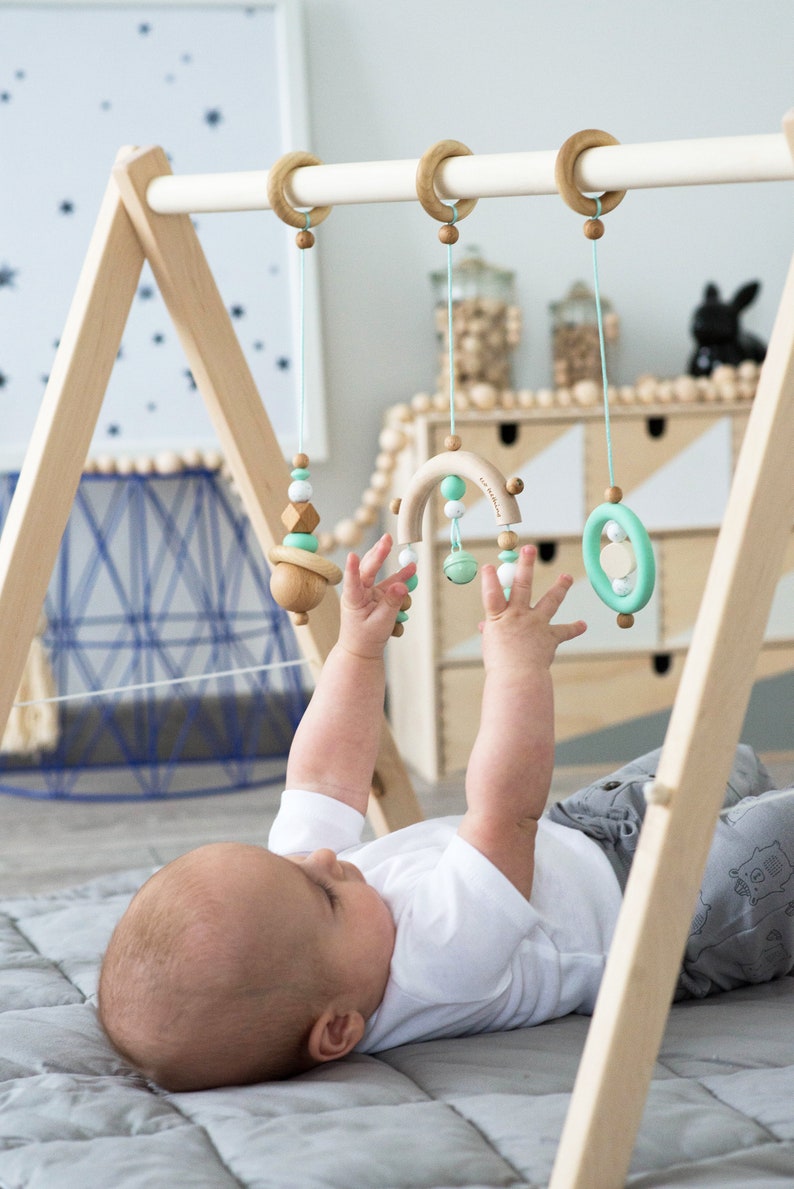 Mint Play Gym Toys Wooden Baby Gym Toys Minimalist Nursery Etsy