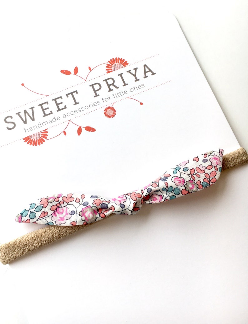 Light Pink Floral Liberty of London Fabric Bow Ruby Bow Headband