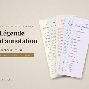 French Annotation Key Bookmark, Légende d'Annotation, Printable Book Annotation Guide in French, Gift for French Readers, PDF