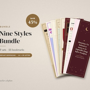 Bookmark Mega Bundle, 55 Printable Bookmarks, Fantasy Maps, Riso Valentines, Book Club Cards, Heraldry, Book Spines, PDF