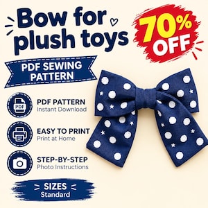 Plush Toy Bow Sewing Pattern PDF | Stuffed Animal Bow