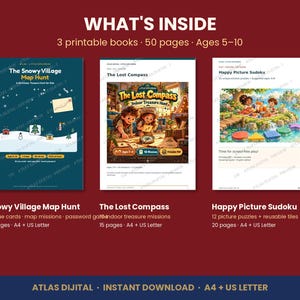 Christmas Activity Bundle for Kids, Printable Treasure Hunt, Clue Cards, Picture Sudoku, Screen Free Holiday Games, Ages 5-10, PDF image 4