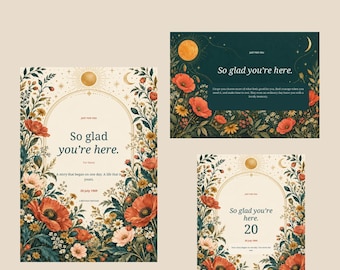 Personalized Birthday Gift Set, Day You Were Born Book, Cards & Poster, English PDF
