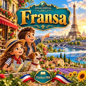 France Activity Book for Kids, Country Study Geography Workbook, Homeschool Unit Study, Turkish Language PDF, Ages 6-10, 41 Pages