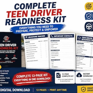 Teen Driver Readiness Kit | Practice Hours Log, Skills Checklist (PDF Download)