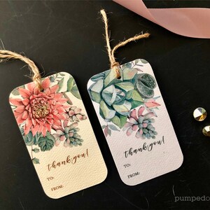 thank you tags, succulent gift tags for baby shower, bridal shower, wedding favor tags, personalized floral tags, set of 16 gift tags, SGT1