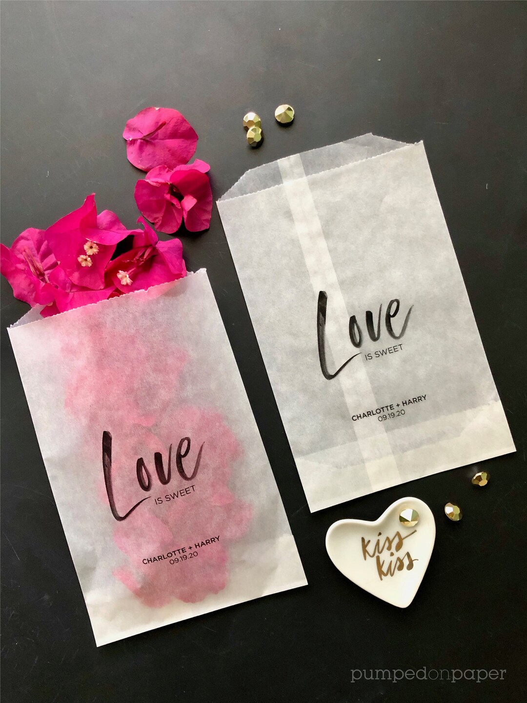 Love is Sweet Bag, Wedding Party Favor Bags, Personalized Treat Bags