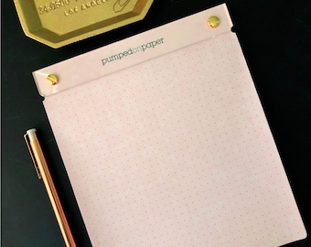 blush notepad, to do list note pad, gift for her, refillable acrylic writing pad with gold-tone hardware, LSNPB1