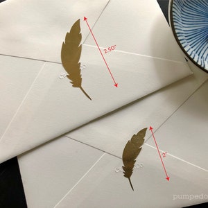 gold foil feather stickers, gold stickers for envelopes, wedding invitations, cute planner stickers, scrapbooking, packaging labels, SSFE02 image 6