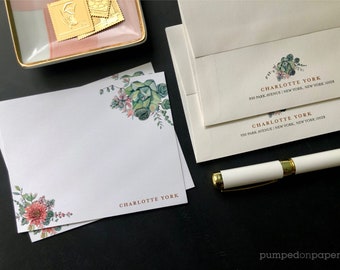 personalized greenery notecard set, personalized gift, custom greeting card, thank you card, floral stationery note card set, gift for her